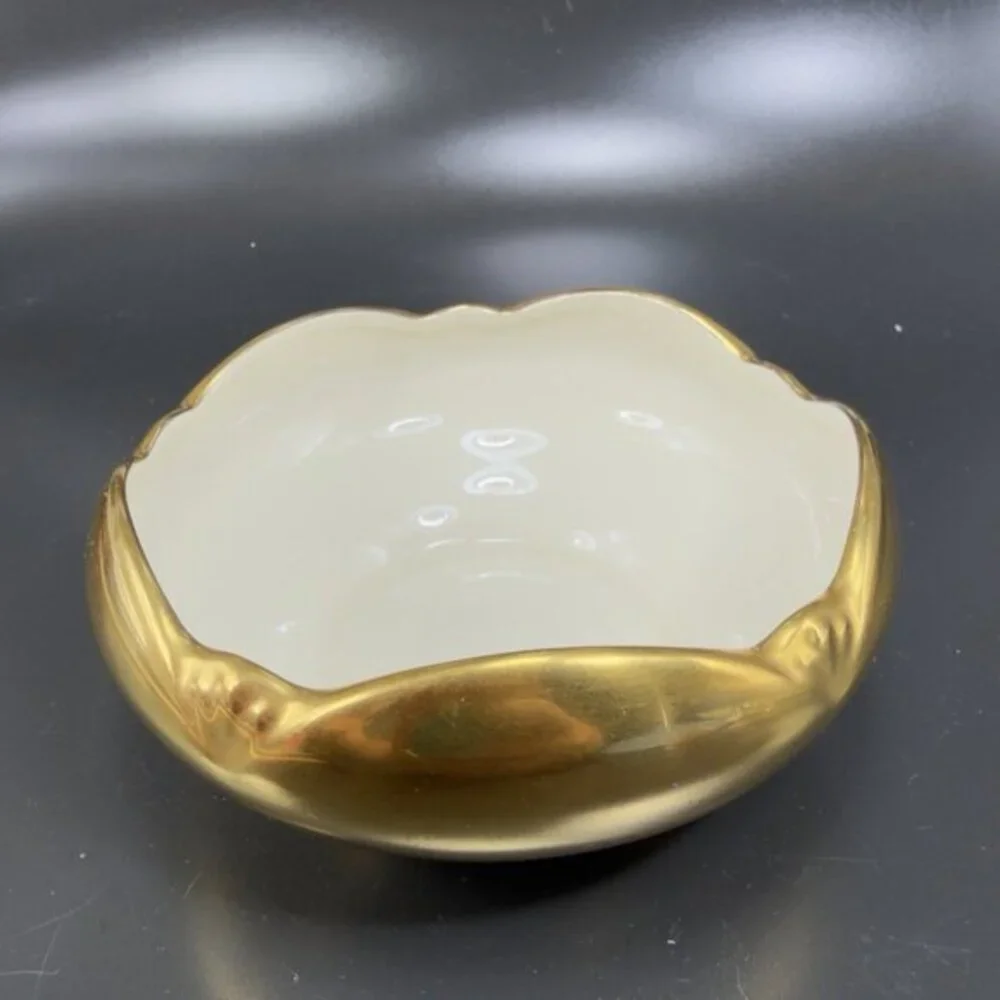 Vintage Pickard Fine China Porcelain Gold‎ Ivory Dish Bowl Elegant Container USA